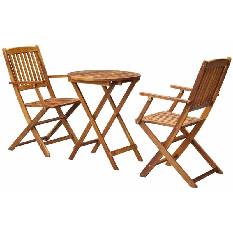 

Mesa y sillas bistro plegables 3 pzas madera maciza de acacia