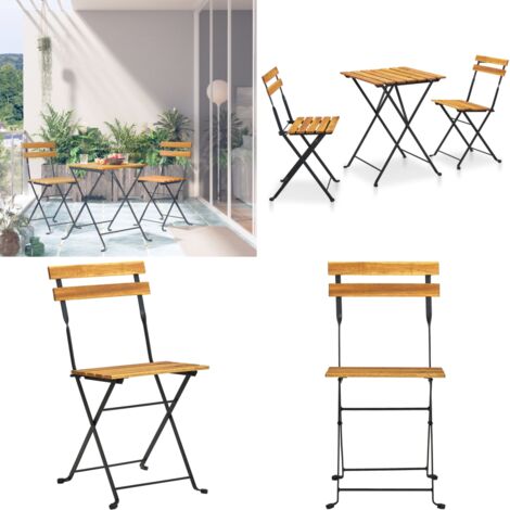 Mesa y sillas bistró plegables 3 pzas madera maciza de acacia - Madera maciza - Acacia