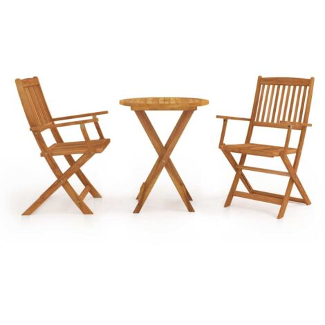 Mesa y sillas bistró plegables 3 pzas madera maciza de acacia vidaXL
