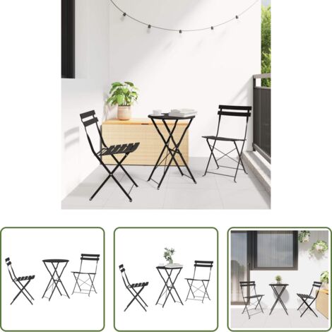 Mesa y sillas de acero -  Conjunto de Bistro Plegable 3 pcs Antracita Acero