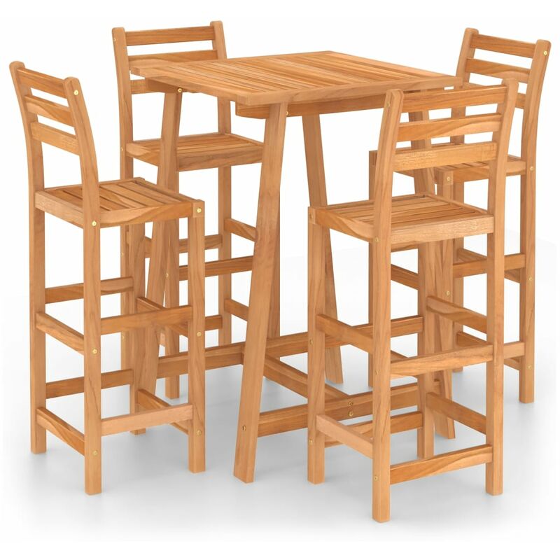 

Mesa y sillas de bar para jardín 5 pzas madera maciza de acacia