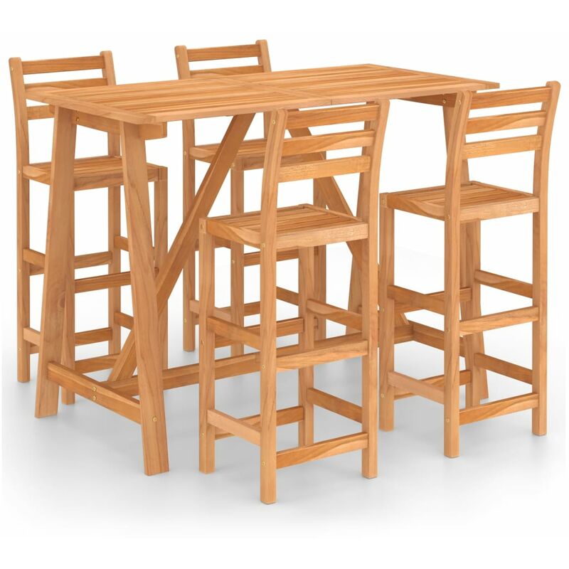 

Mesa y sillas de bar para jardín 5 pzas madera maciza de acacia
