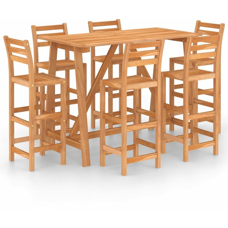 

Mesa y sillas de bar para jardín 7 pzas madera maciza de acacia