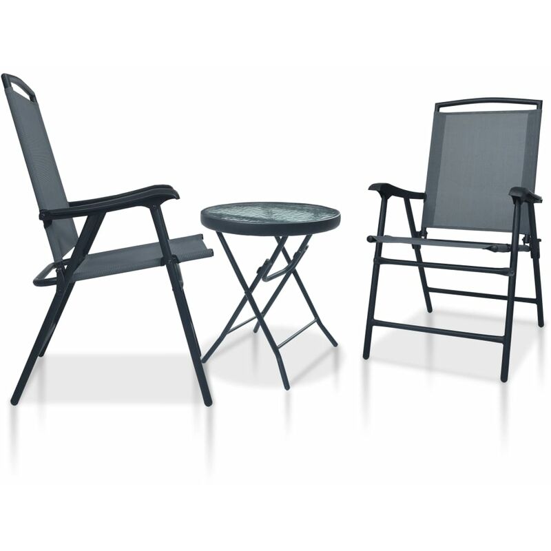 

Mesa y sillas de bistró 3 piezas acero gris