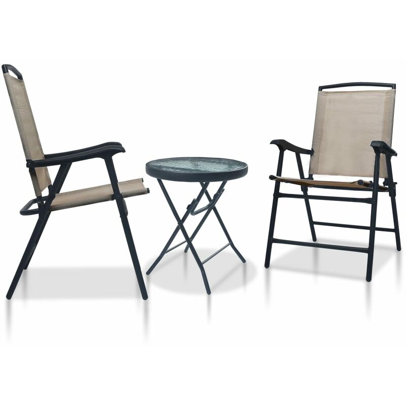 

vidaXL Mesa y sillas de bistró 3 piezas acero gris taupe - Gris Topo