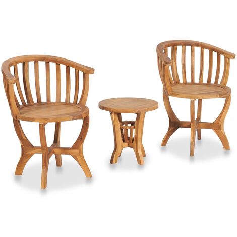 Mesa y sillas de bistró para jardín 3 pzas madera maciza teca vidaXL - Marrón