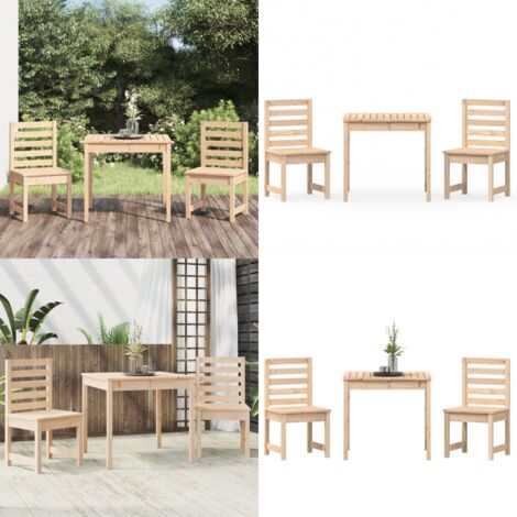 Mesa y sillas de jardín 3 piezas madera maciza de pino - Madera maciza - Pino