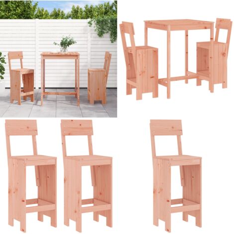 Mesa y sillas de jardín 3 pzas madera maciza Douglas - Madera maciza - Mesa de jardín