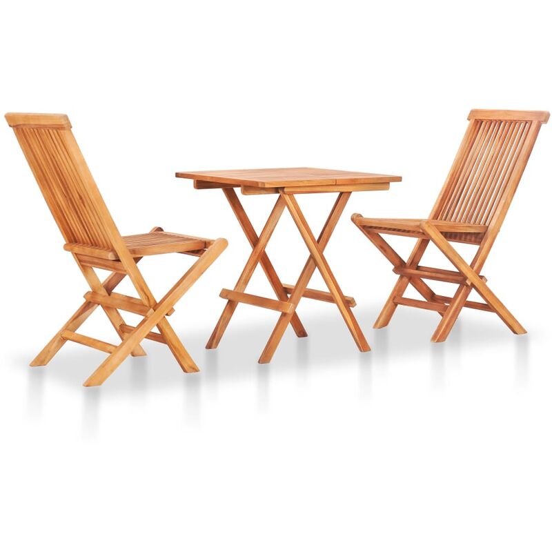 

Mesa y sillas de jardín plegables 3 pzas madera maciza de teca