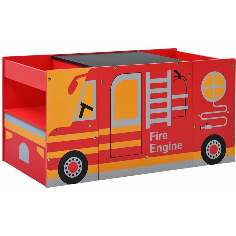 

Mesa y sillas infantiles 3 pzas madera forma de camion bomberos