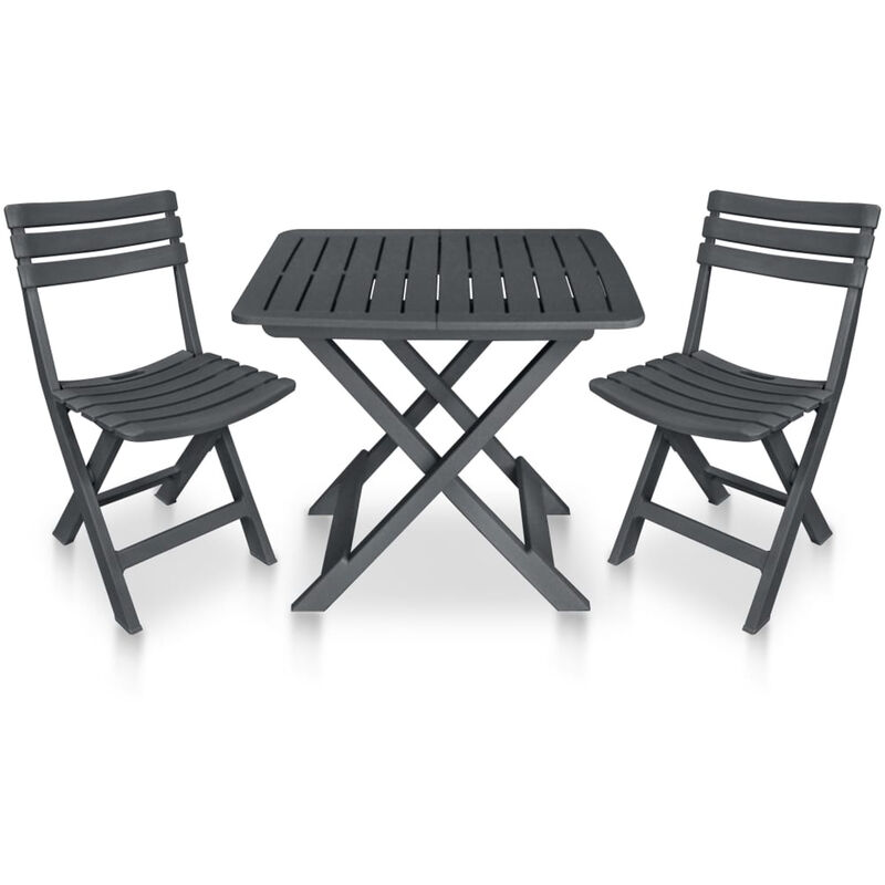 

Mesa y sillas plegables de jardin 3 piezas plastico antracita