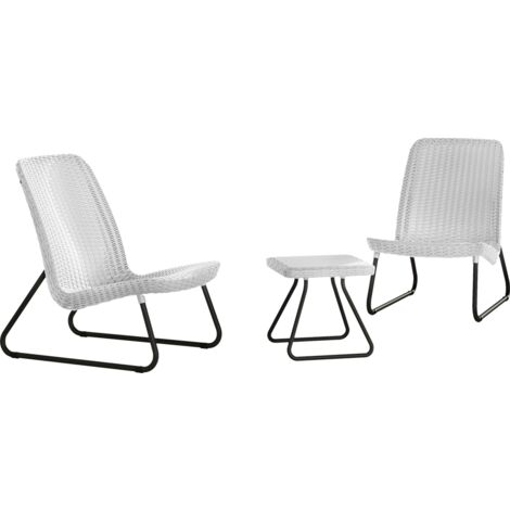 Keter Juego de muebles de jardín Rio 3 piezas blanco 218155