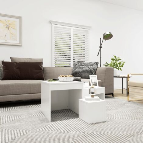 Mesas apilables 3 piezas madera contrachapada blanco vidaXL