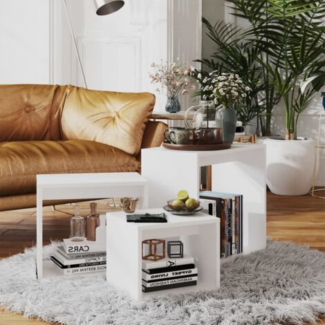 Mesas apilables 3 piezas madera contrachapada blanco vidaXL