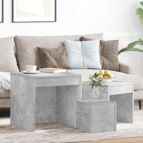 Mesas apilables 3 piezas madera contrachapada gris hormigón vidaXL