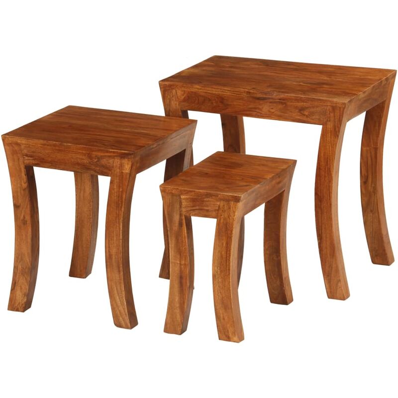 

Mesas apilables 3 uds madera maciza acacia marrón 50x35x50 cm