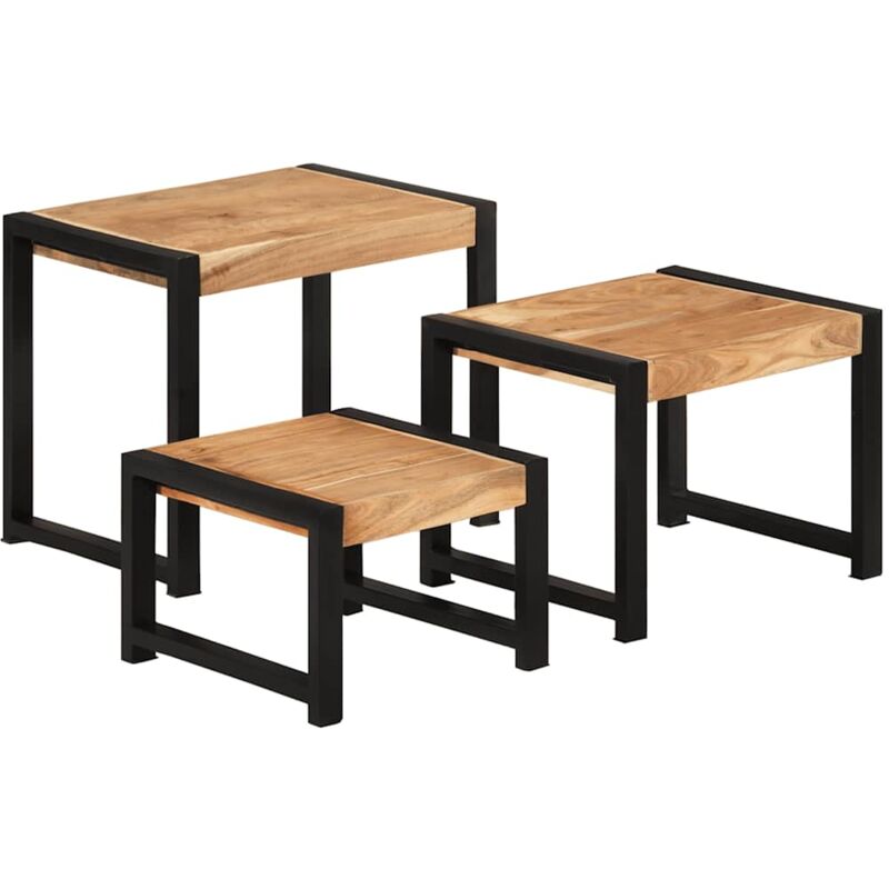

vidaXL Mesas apilables 3 uds madera maciza con acabado de sheesham - Marrón