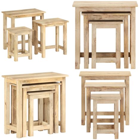 Mesas apilables 3 unidades madera maciza de mango - Mesas de madera - Mesas de centro