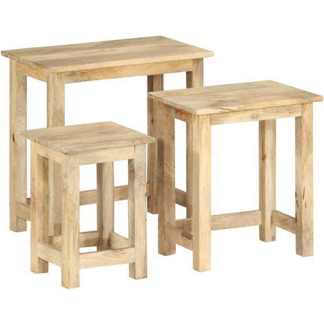 Mesas apilables 3 unidades madera maciza de mango vidaXL