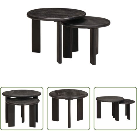 Mesas apilables -  Mesas de Café Nido 2 pcs Madera de mango maciza