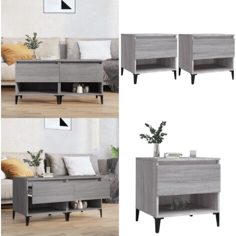 Mesas auxiliares 2 uds contrachapada gris Sonoma 50x46x50 cm - Mesa de centro - Madera contrachapada
