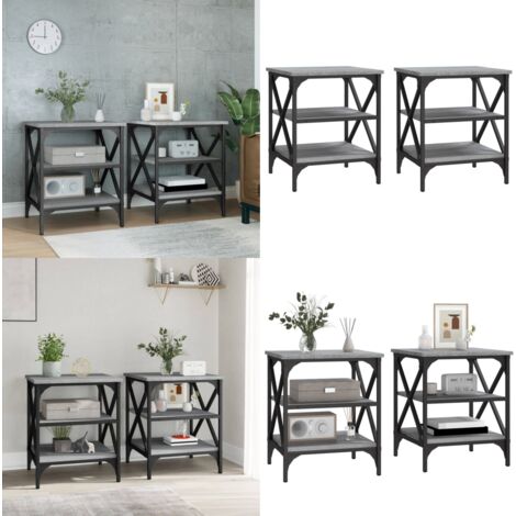 Mesas auxiliares 2 uds madera gris Sonoma 40x42x50 cm - Mesa de centro - Madera contrachapada