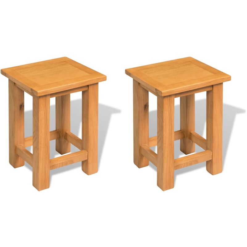 

Mesas auxiliares 2 unidades madera maciza de roble 27x24x37 cm - Marrón
