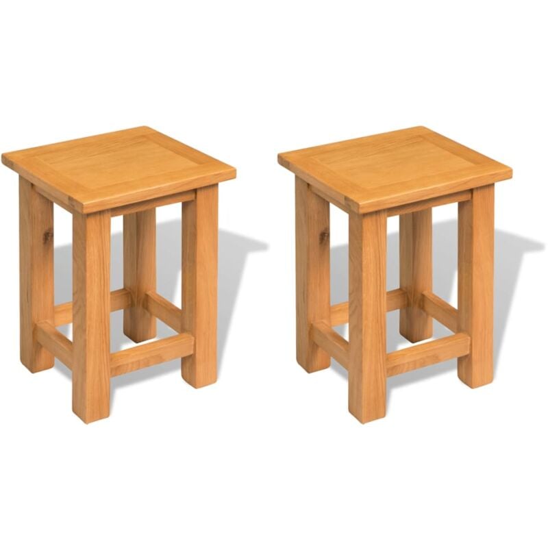 

vidaXL Mesas auxiliares 2 unidades madera maciza de roble 27x24x37 cm - Marrón