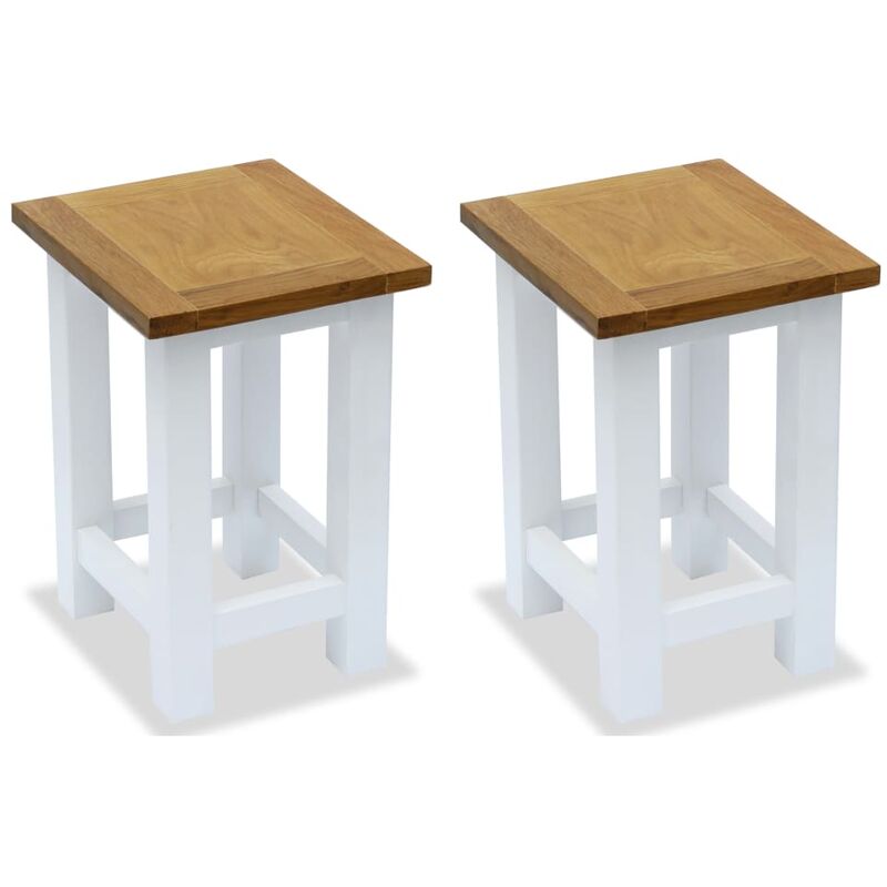 

vidaXL Mesas auxiliares 2 unidades madera maciza de roble 27x24x37 cm - Blanco