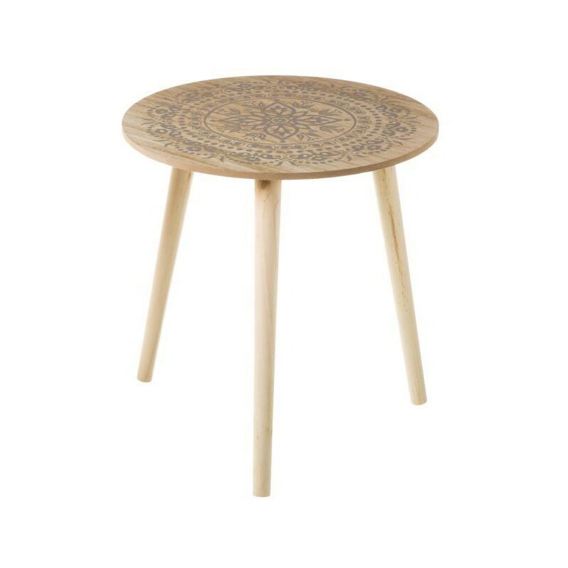 

La Casita De Mari - MESAS AUXILIARES DE MADERA DISEÑO MANDALAS GRISES 40X40X42CM | Modelo 2