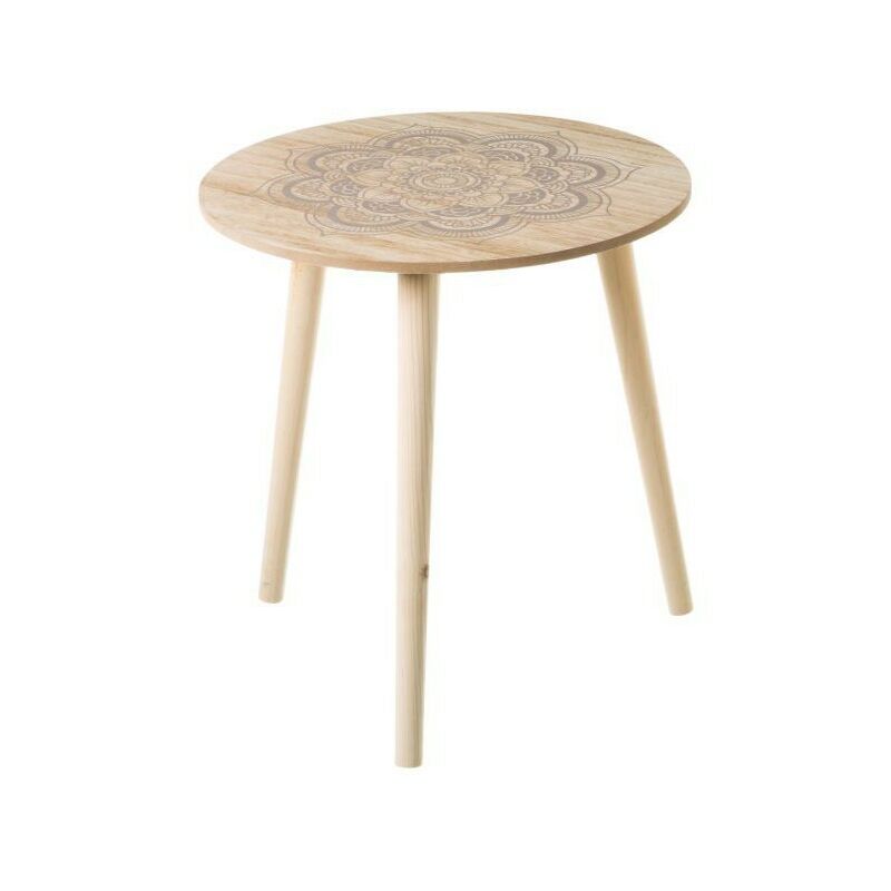 

MESAS AUXILIARES DE MADERA DISEÑO MANDALAS GRISES 40X40X42CM | Modelo 1