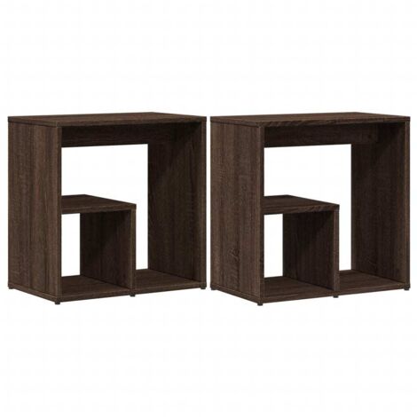 Mesas auxiliares extremo de sofá soporte planta 50 x 30 x 50 cm en madera contrachapada marrón DEC032624