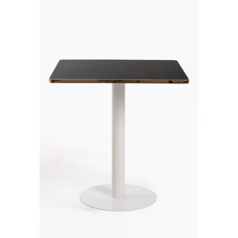 Mesas Auxiliares - Mesa Firro Cuadrada 70cm Blanca - Negro