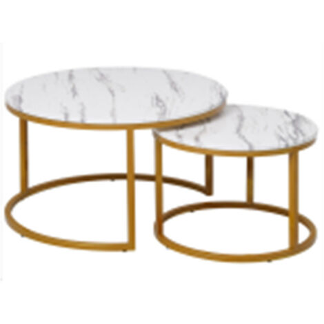 CADEAUX MIGUEL Mesas Auxiliares - Set 2 Mesas Auxiliares Godny Golden Color Mármol