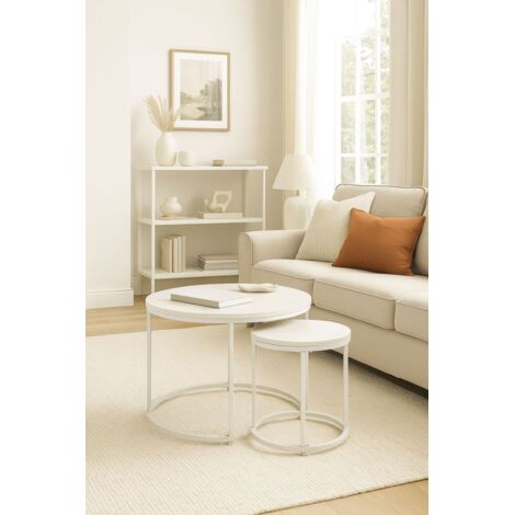 Mesas Auxiliares - Set 2 Mesas Centro Renty 80 - 48 cm - Mármol