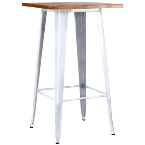 Mesas Bar - Mesa Torix Alta Madera Natural 60 cm - Blanco
