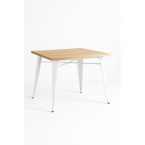 Mesas Bar - Mesa Torix Cuadrada Madera Natural 70 cm - Blanco