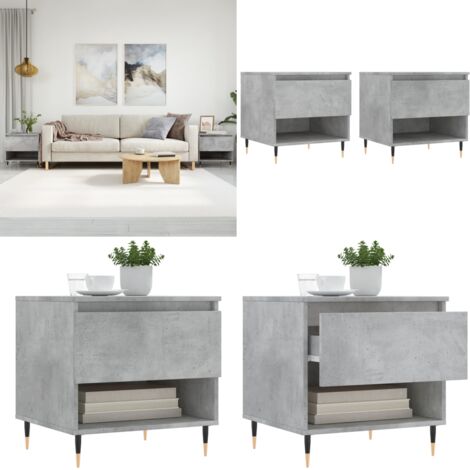 Mesas centro 2 uds madera ingeniería gris hormigón 50x46x50 cm - Mesa de madera - Mesa de centro gris hormigón