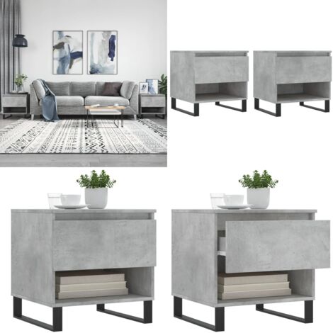 Mesas centro 2 uds madera ingeniería gris hormigón 50x46x50 cm - Mesa de madera - Mesa de centro gris hormigón