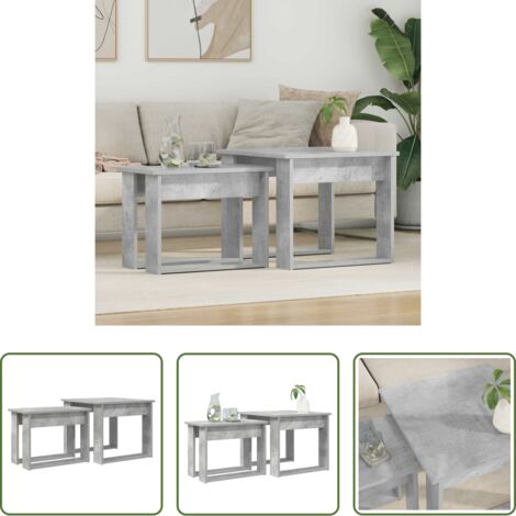 Mesas de café -  Juego de Mesas de Centro 2 pcs Gris Concreto