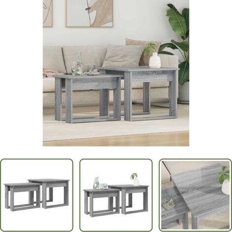 Mesas de café -  Juego de Mesas de Centro 2 pcs Gris Sonoma Madera de ingeniería