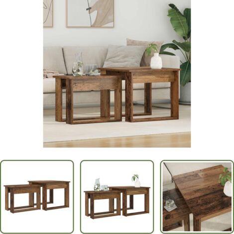 Mesas de café -  Juego de Mesas de Centro 2 pcs Madera vieja