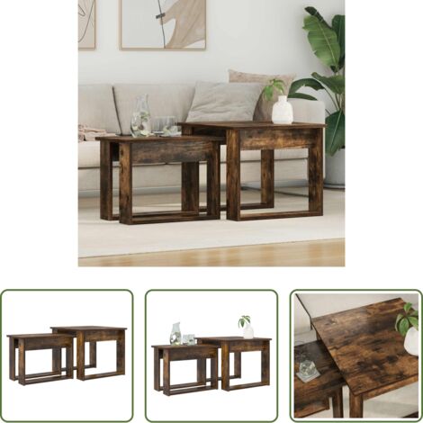 Mesas de café -  Juego de Mesas de Centro 2 pcs Roble ahumado