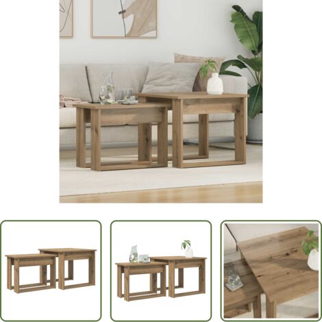 Mesas de café -  Juego de Mesas de Centro 2 pcs Roble artesanal
