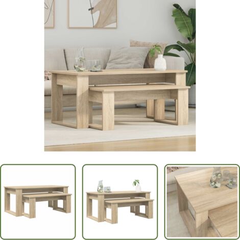 Mesas de café -  Juego de Mesas de Centro 2 pcs Roble Sonoma