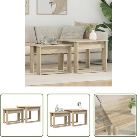 Mesas de café -  Juego de Mesas de Centro 2 pcs Roble Sonoma