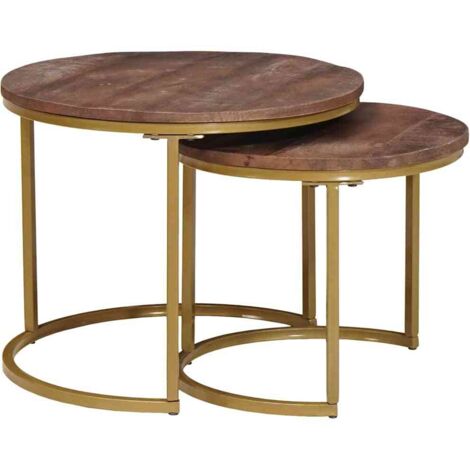 Mesas de Café Nido 2 pcs Madera maciza de mango y acero