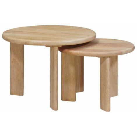 Mesas de Café Nido 2 pcs Negro Madera de mango maciza