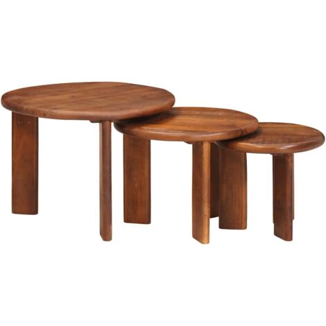 Mesas de Café Nido 3 pcs Marrón miel Madera de mango maciza