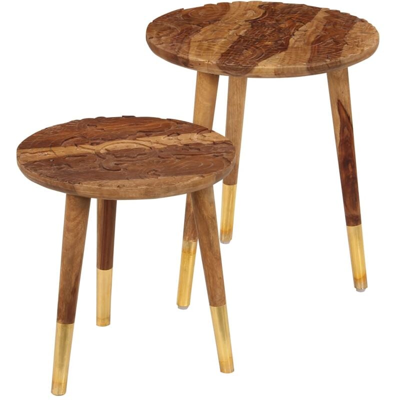 

Mesas de centro 2 piezas madera maciza de sheesham
